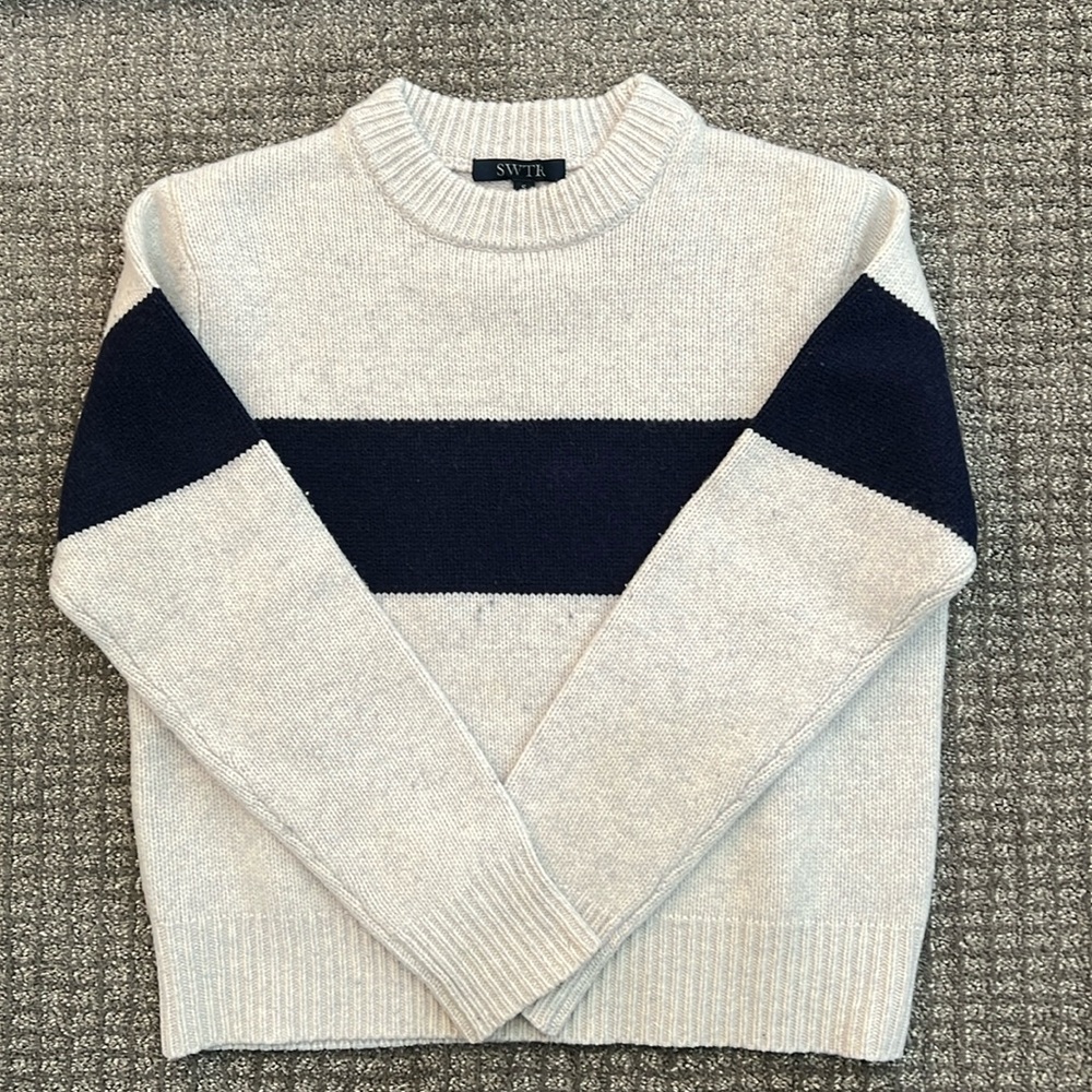 Perfect crew neck sweater - navy/ lt grey